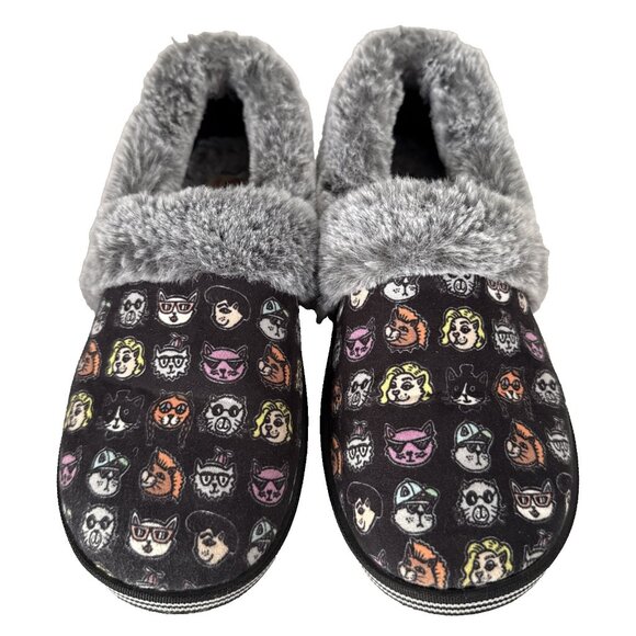 Skechers BOBS Too Cozy Cat Ages Slippers Women’s Size 7.5 Colorful Cats Black - Picture 1 of 10
